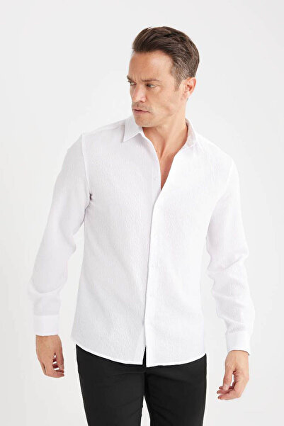 DeFacto Cămașă albă pentru bărbați cu croială modernă D7246AX/WT34