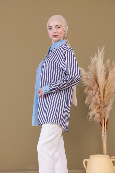 ELONİ Πουκάμισο με ρίγες με λουλουδάτο σχέδιο CEPDE