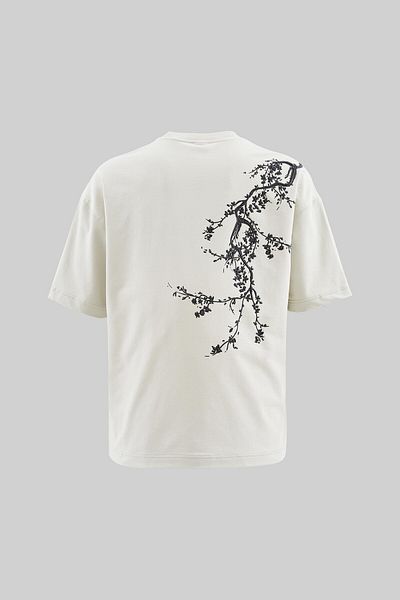 Machinist Men's Floral 3D Printed Oversize Space Gray T-Shirt