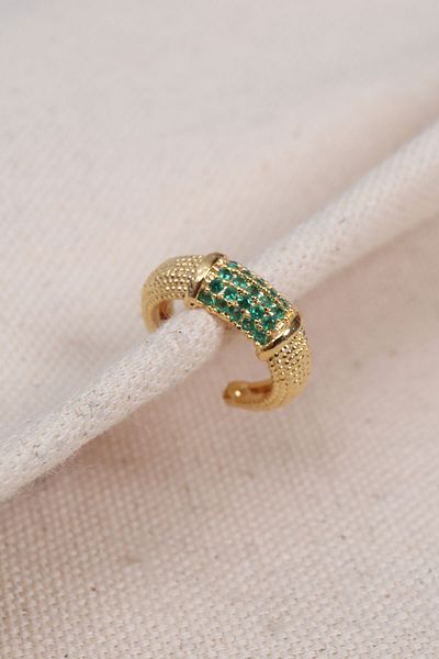 Süspüs Accessories Green Zircon Stone Gold Color Single Compression Cartilage Earring