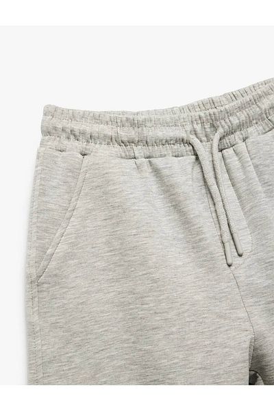 Koton Cotton Side Pocket Lace-Up Waist Basic Gray Boy's Shorts 5Skb40059Tk
