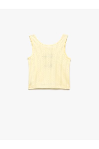 Koton New Season Crew Neck Sleeveless Slim Fit Lemon Printed Crop Undershirt