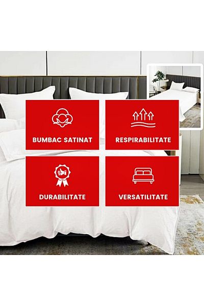 PATONE Bed linen Cotton Satin Baroque UNI, 6 pieces, double bed, white