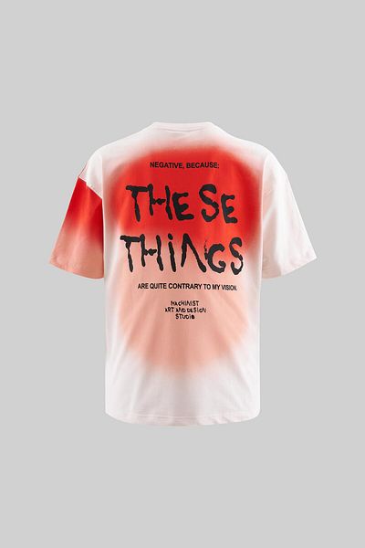 Machinist Men's Gradient Printed Oversize Light Pink T-Shirt