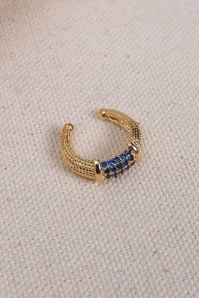 Süspüs Accessories Navy Blue Zircon Stone Gold Color Single Compression Cartilage Earring