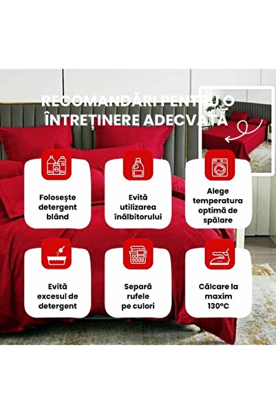 PATONE Bed linen Cotton Satin Baroque UNI, 6 pieces, double bed, red