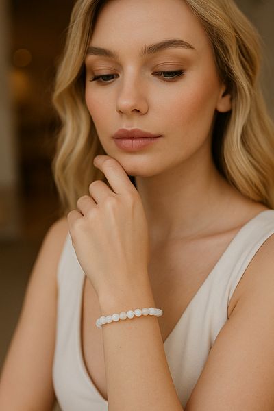 Safnaturel Igsl Certified Moonstone 6 mm Natural Stone Bracelet