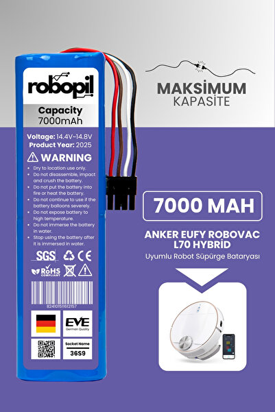 ROBOPİL Anker Eufy Robovac L70 Hybrid Pil Batarya [Maksimum Kapasite] 7000mah...