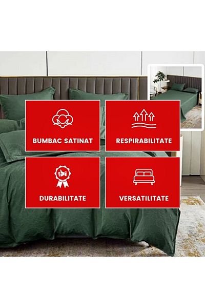 PATONE Bed linen Bumbat Satinat Baroque UNI, 6 pieces, double bed, green