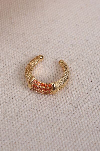 Süspüs Accessories Orange Zircon Stone Gold Color Single Compression Cartilage Earring