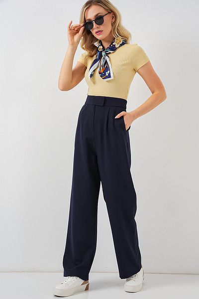 Bigdart 6612 High Waist Fabric Trousers - Navy Blue