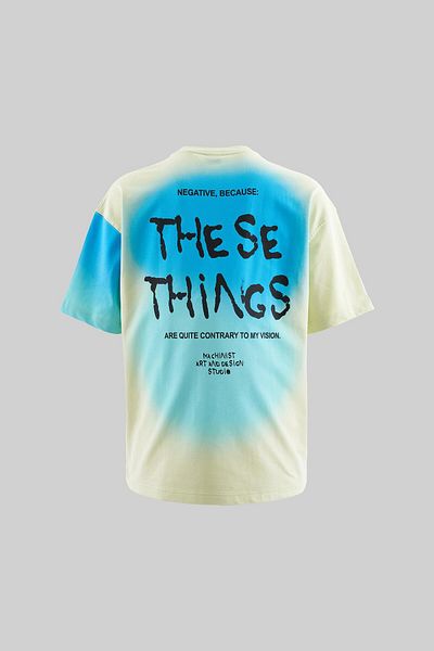 Machinist Men's Gradient Printed Oversize Lime Green T-Shirt
