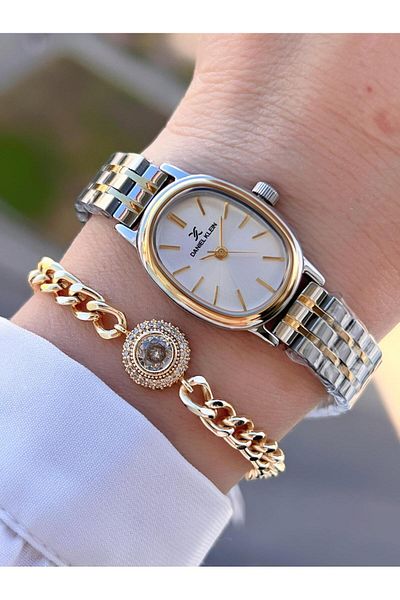 Daniel Klein Steel Cord 30 Mt Water Resistant 2 Years Warranty Women Wrist Watch+Bracelet Bfg10758.5