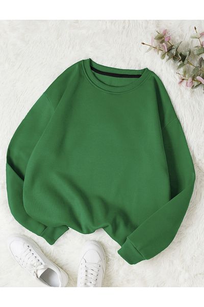 COHERENT Unisex Women/Men Solid Color Oversize Crew Neck Cotton Sweatshirt