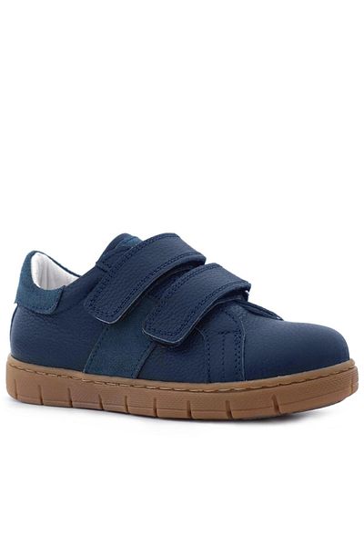hapshoe Genuine Leather Navy Blue Velcro Boys' Sports Shoes