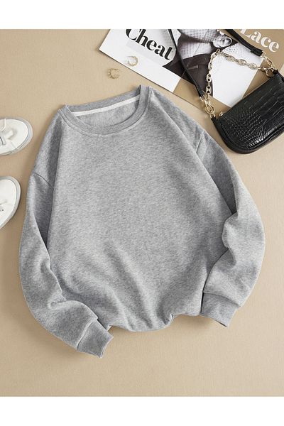 COHERENT Unisex Women/Men Solid Color Oversize Crew Neck Cotton Sweatshirt