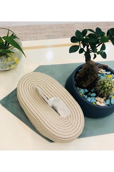 KURGAN TEKSTİL Jute, Wicker, Napkin Holder Box, Napkin Holder, Organizer, Table Organizer