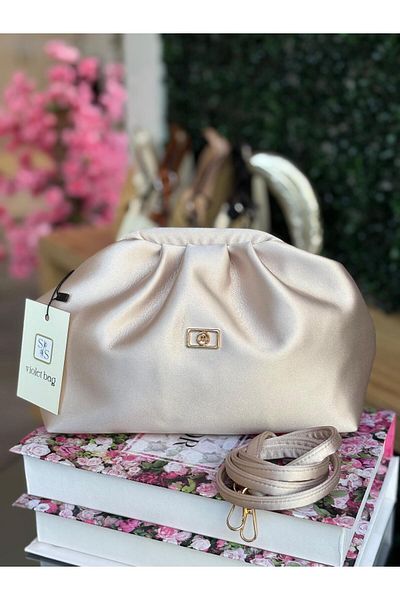 Moda Lime Stylish Women's Hand and Shoulder Bag with Mink Satin Look