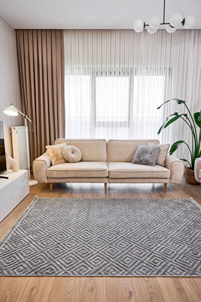 akbel halı & yatak exclusive home design Anemon 6814 Gri - Polyester Dokuma H...
