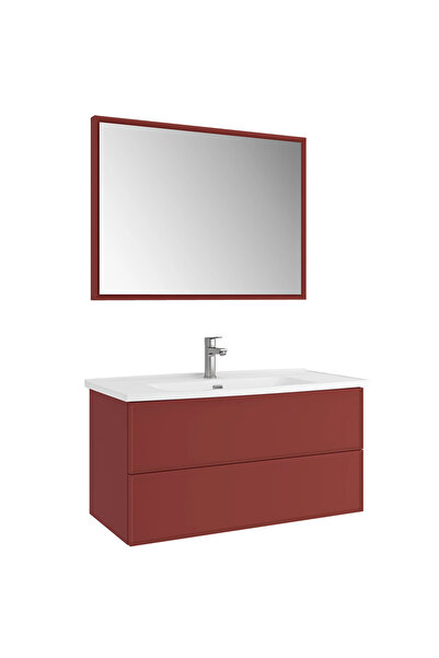 KALE Zeta 100 Cm Mat Gül Kurusu Banyo Dolabı Takımı 610100201571