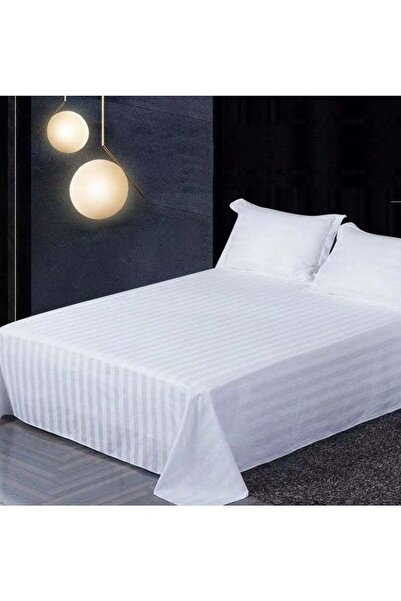huitich Plush Polyester Double Size Bedsheet Stripes- 230 x 240cm Luxurious C...