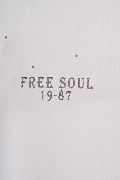 Machinist Men's Free Soul Glowing Printed Oversize Ecru T-Shirt