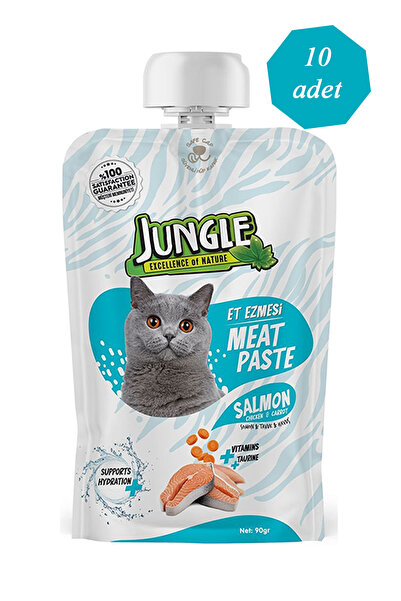 Jungle 90 gr Meat Paste - Et Ezmesi Kedi Taze Somonlu & Tavuklu 10'lu