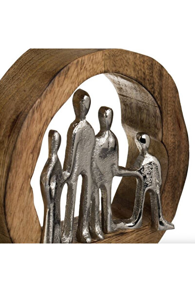 Home Ahşap Çelenk Aile Figürü Biblo (19.5x5x18cm)