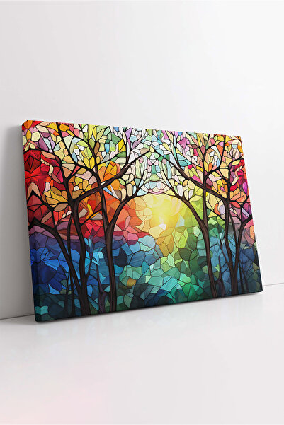 KOSS Dijital Pictură pe pânză cu valurile colorate, pictură cu copaci abstrac...