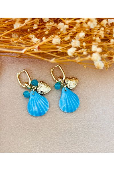 Markiz Takı Murano Glass Blue Mussel Earrings