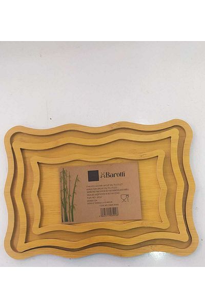 Hanedanev 3-Piece Cornered Wooden Bamboo Look Presentation Tray 3 Sizes Wooden Presentation Tray 8492