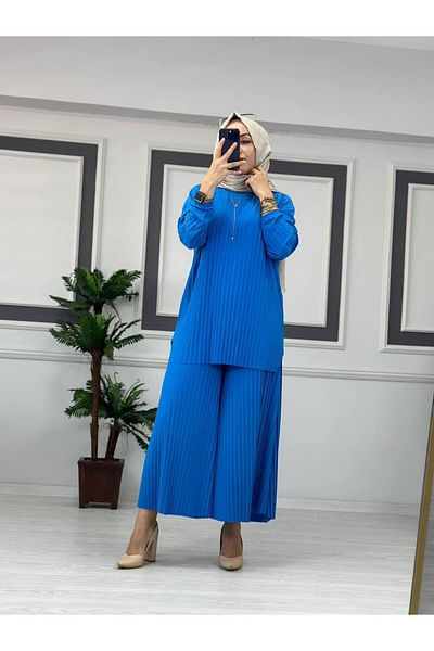 ButikKardelen Sandy Complete Pleated Double Hijab Pants Suit Std B Eden