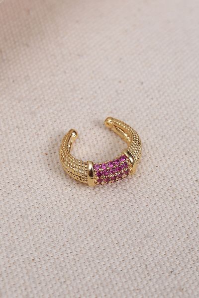Süspüs Accessories Pink Zircon Stone Gold Color Single Compression Cartilage Earring