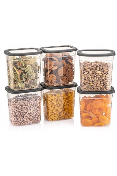 CRALEX Set of 6 Food Storage Containers, CRALEX Tosca 2L, Stackable, BPA Free, Anthracite