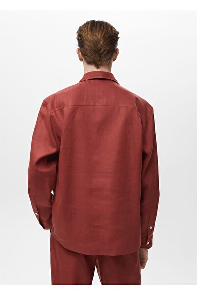 MANGO Man Cepli %100 keten gömlek