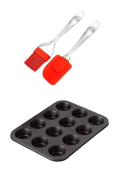 Kawimoda Set of 2 Set of 12 Muffin Cake Mold-Silicone Brush