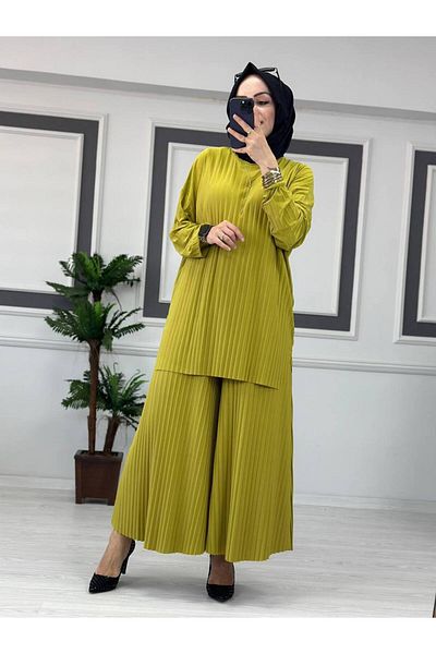 ButikKardelen Sandy Complete Pleated Double Hijab Pants Suit Std B Eden