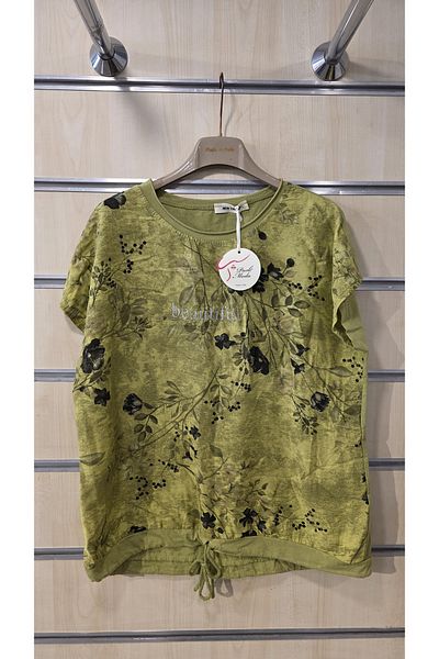 Park Moda Bluză italiană cu model floral și detaliu cu șase fire