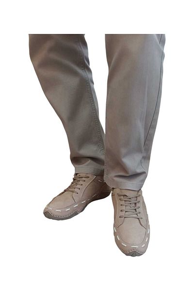 oktay kundura Genuine Leather Sand-Beige Casual Sneaker Orthopedic Sports Shoes Daily Soft Sole Octopus