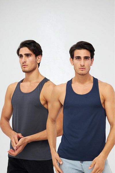 YÜKSEL IŞIK Men's Sports Singlet 2 Piece Plain