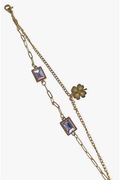 roseberry Double Chain Clover Steel Bracelet - R1530