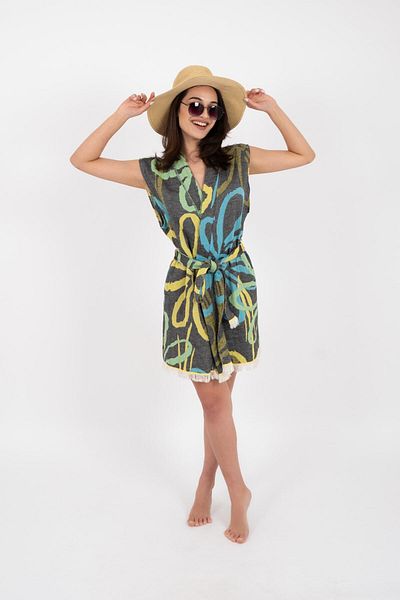 bazaar-turkey all you need 100% Cotton Tie-Up Loincloth Beach Dress