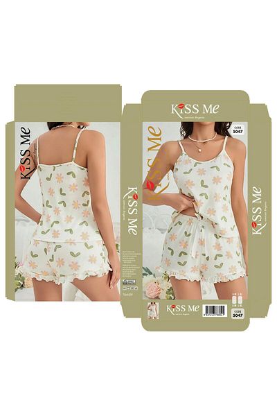 Ruselin Kiss Me Lycra Shorts Nightwear Set Pegasus Fabric