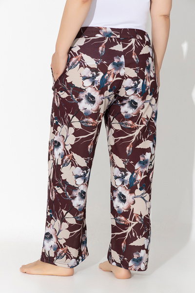 ModaLeaf Women's Plus Size Burgundy Colored Floral Pattern Loose Bottom Home Wear