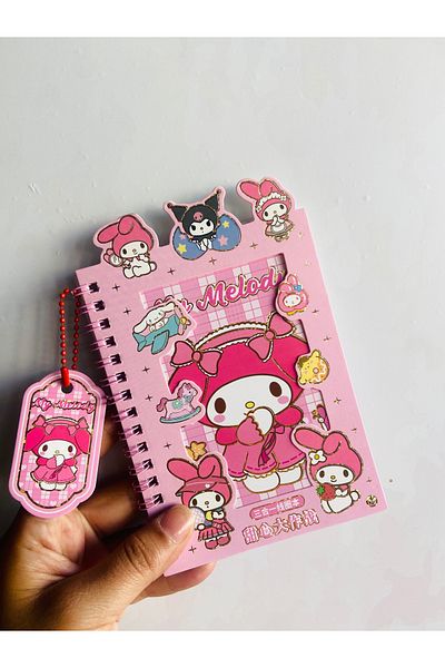 synshop Kuromi My Melody Sticker Label Sticker 16 Sheets (300 Pieces) Waterproof + Opaque 8 Sheets Notepad