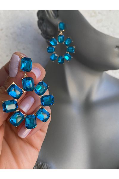 Lucios Evening Dress Daisy Model Stone Nail Earrings