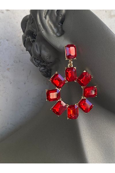 Lucios Evening Dress Daisy Model Stone Nail Earrings