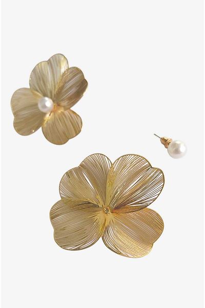 roseberry Gold Floral Pearl Stone Leyla Earrings - R1541