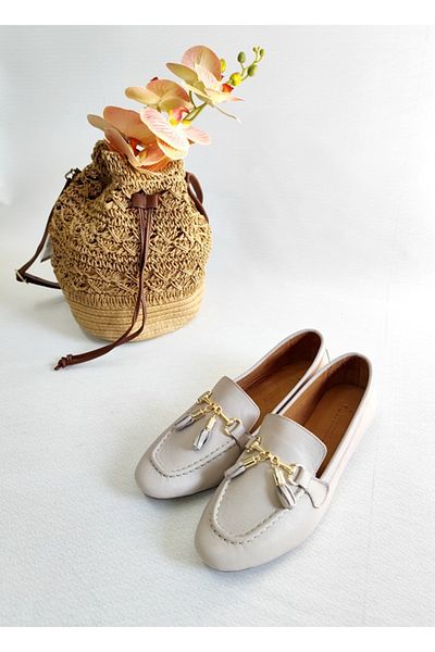 Of&Off Women's Casual Khaki Leather Shoes