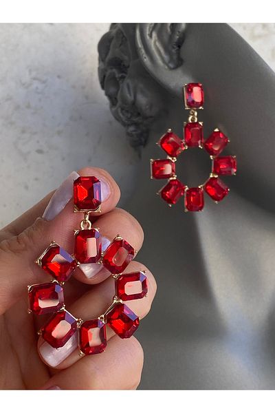 Lucios Evening Dress Daisy Model Stone Nail Earrings
